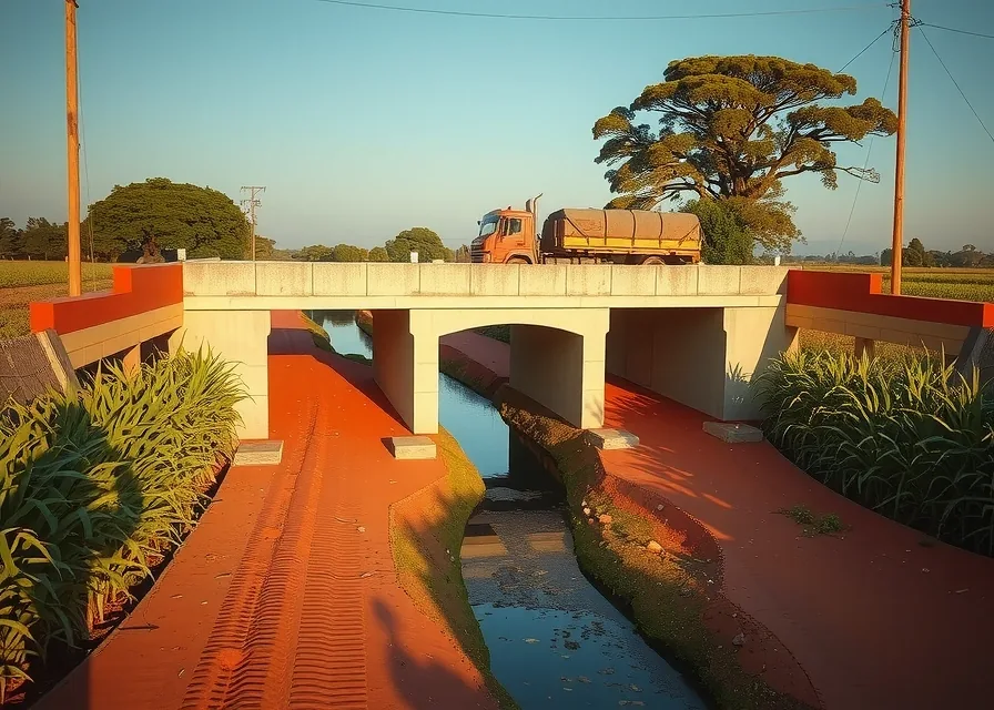 Ponte de concreto armado em carreador de cana